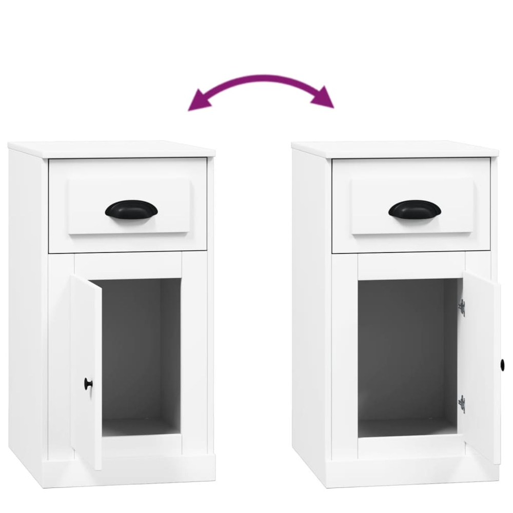 vidaXL Single Door Single Drawer White Side Cabinet Image 8