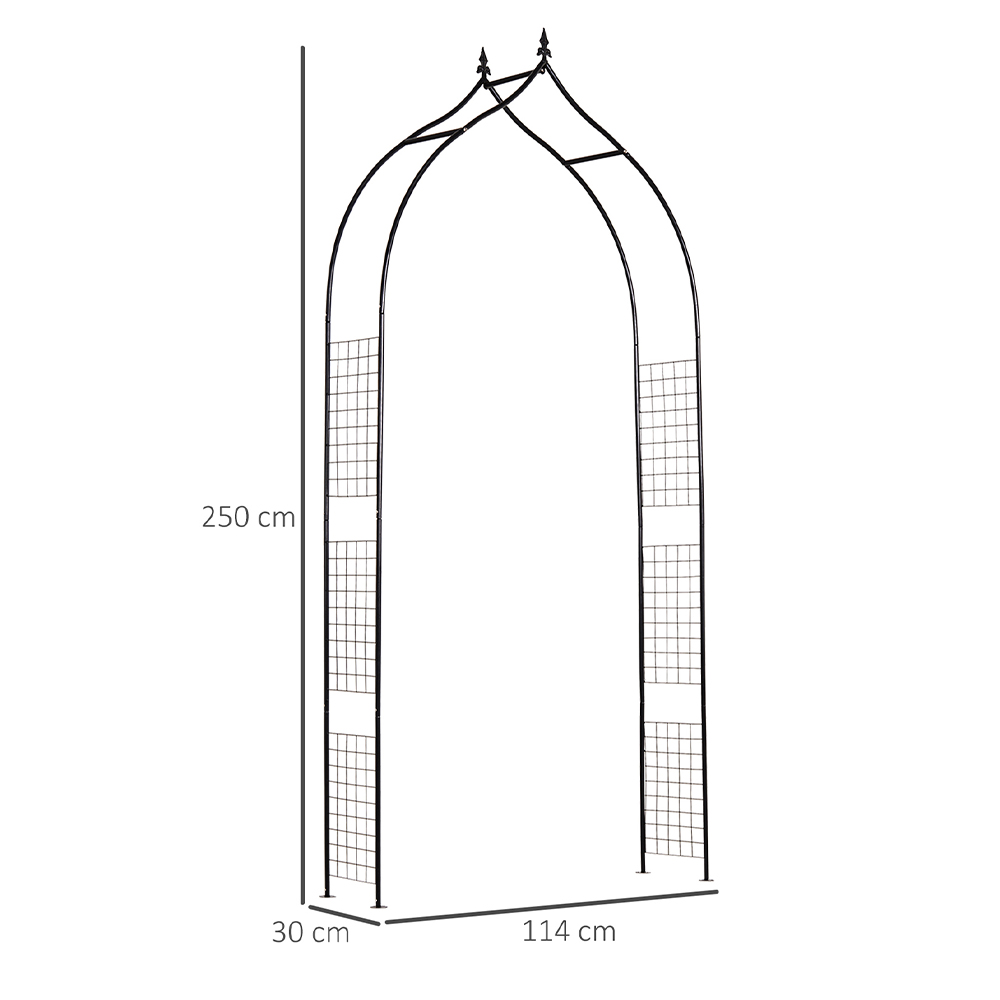 Outsunny 8.2 x 3.7 x 1ft Black Garden Arch with Trellis Sides Image 6