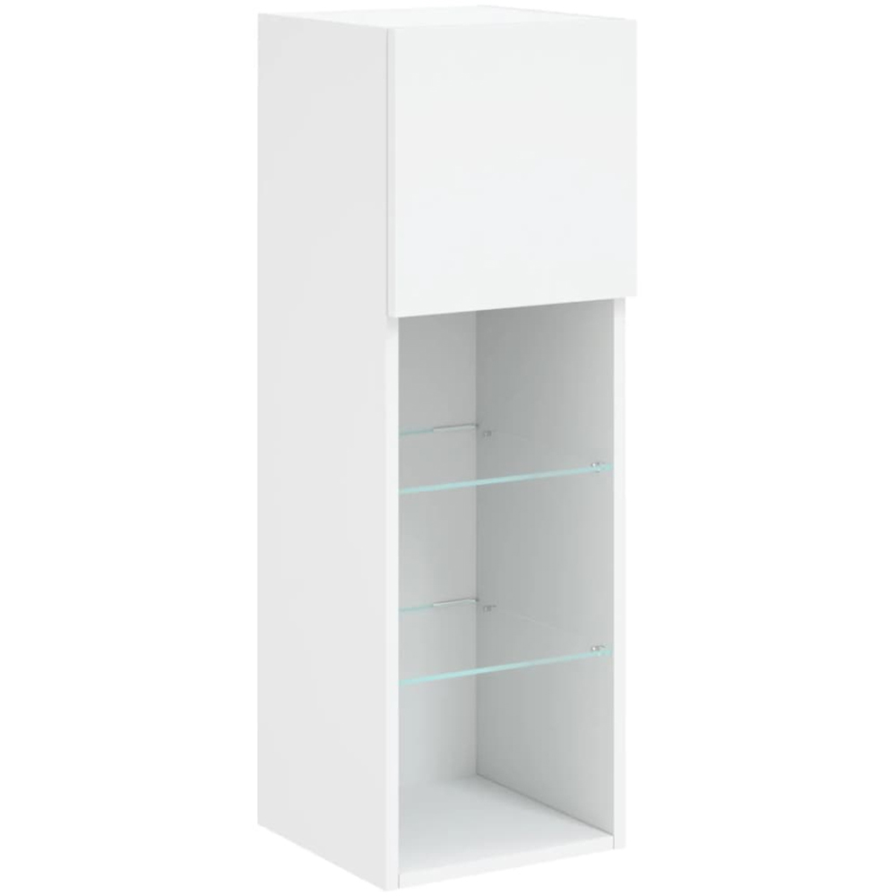 vidaXL Single Door 3 Shelf White TV Cabinet with LED Lights Image 2