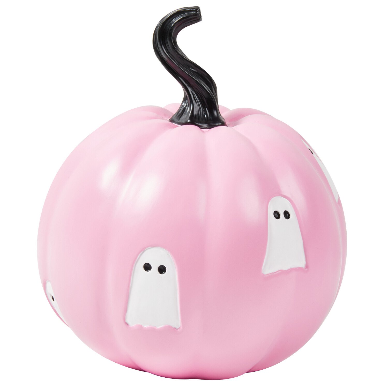Ghost Pumpkin Ornament Pink and White Image 1