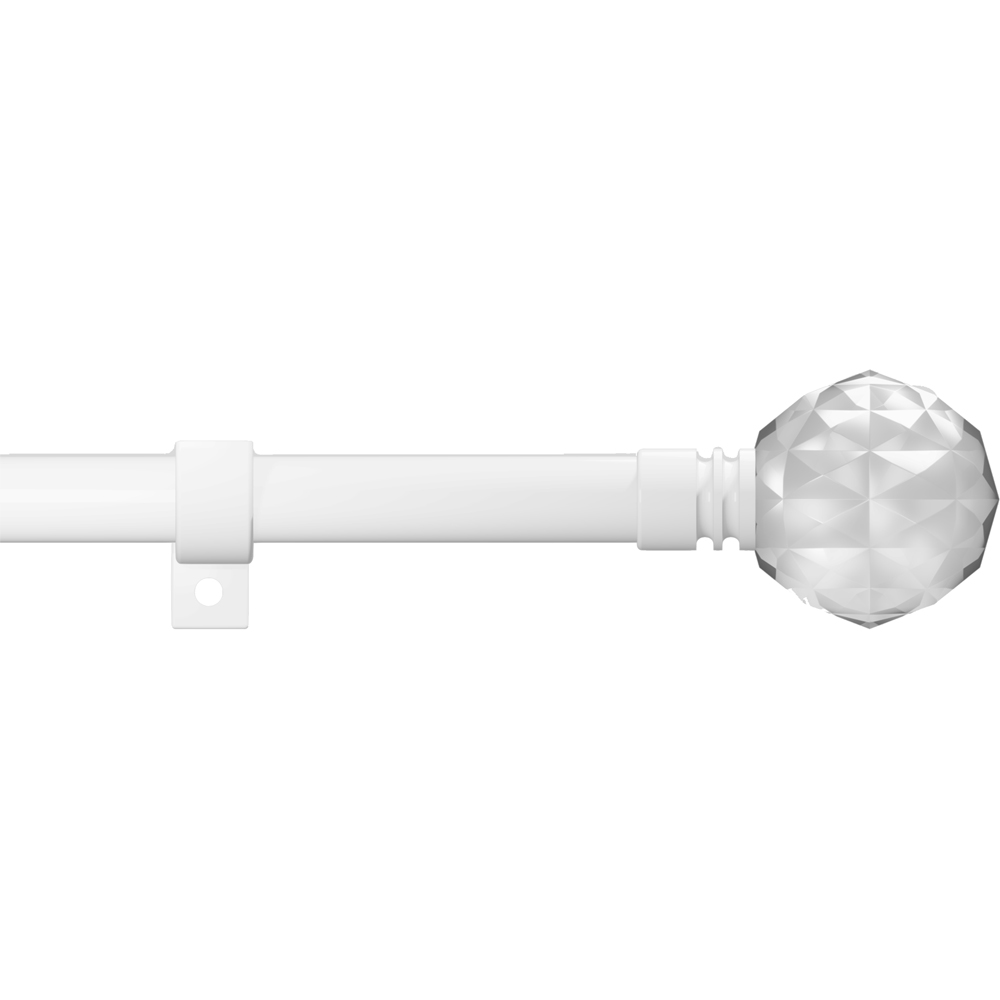 Caecus 210-400cm Extendable Metal Eyelet Painted White Crystal Curtain Pole Image 1