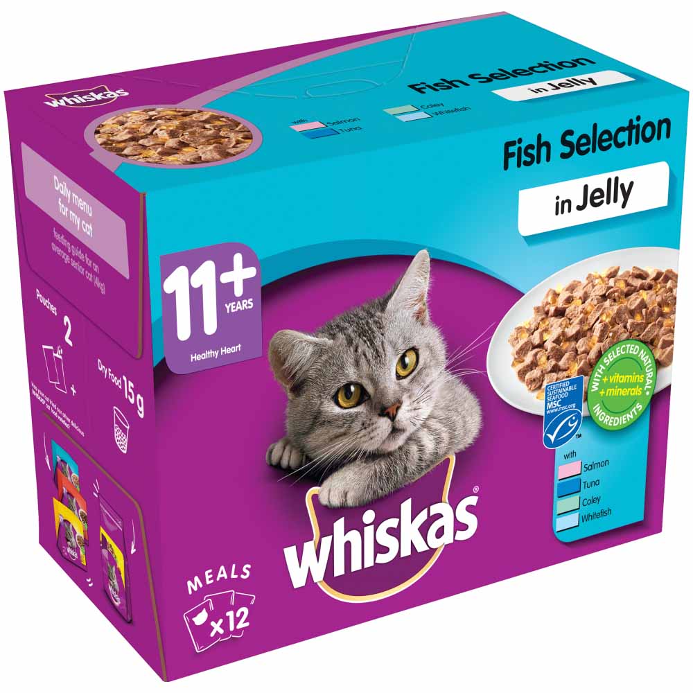 Whiskas 11+ Super Senior Cat Food Pouches Fish Selection in Jelly 12 x 100g Image 2