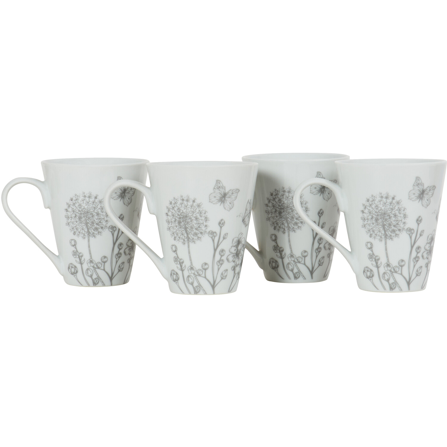 Pack of 4 Butterflies Mugs - White Image 4