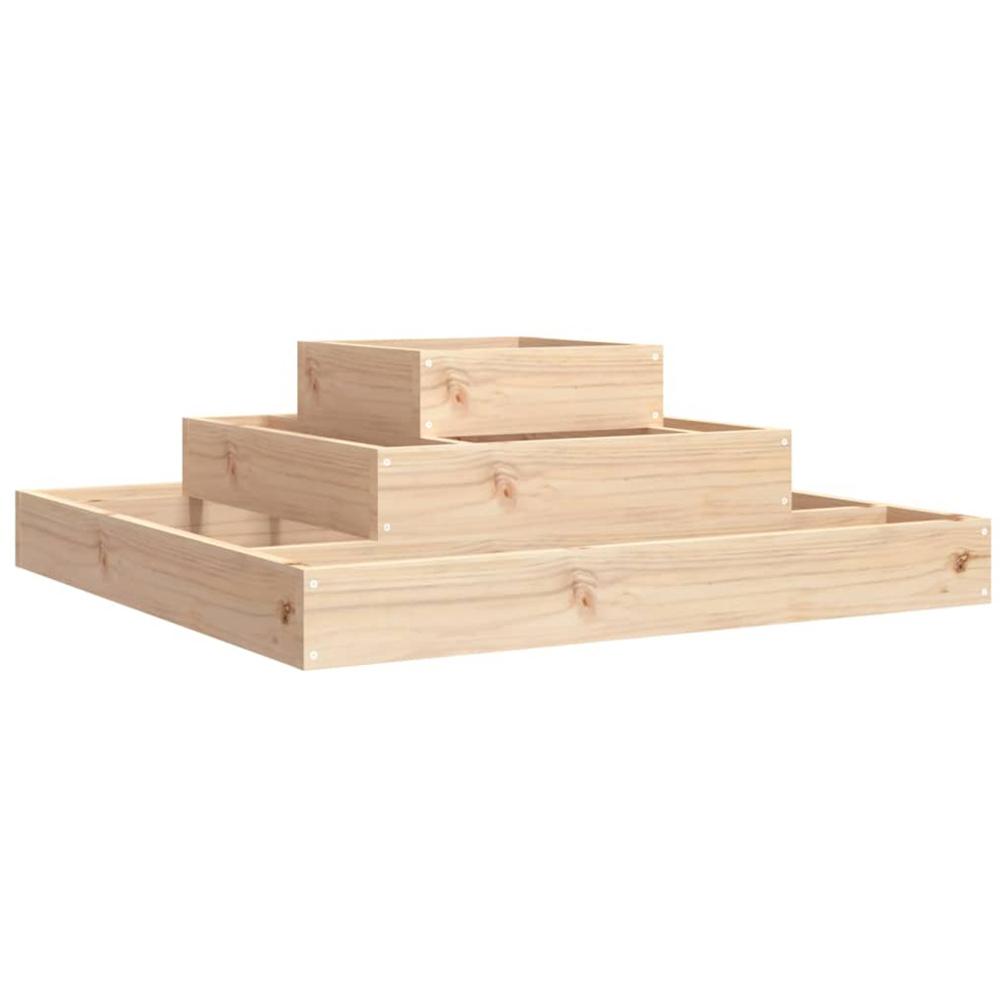 vidaXL 3-Tier Natural Solid Pine Wood Garden Planter 80 x 80 x 27cm Image 1