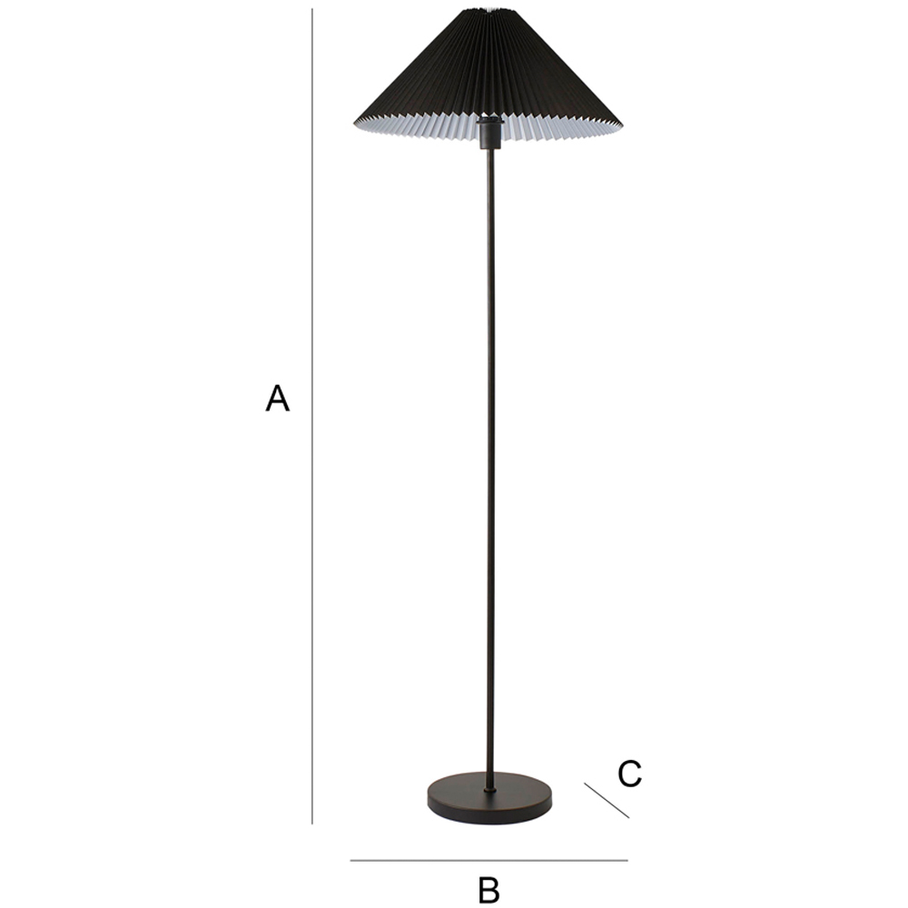 ValueLights Akira Black Pleated Shade LED Floor Lamp Image 8
