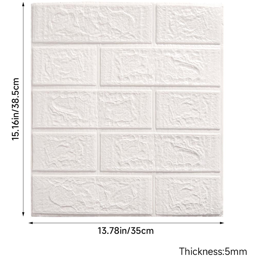 Living and Home 3D Brick Texture White Wall Sticker 15 Pack Image 8