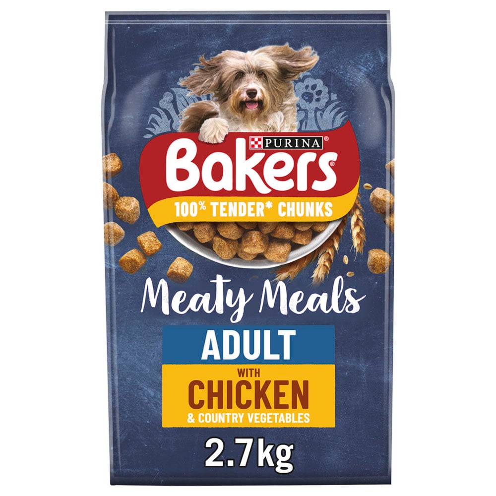 Purina Bakers Meaty Meals Adult Dry Dog Food Chicken Case of 4 x 2.7kg Image 2