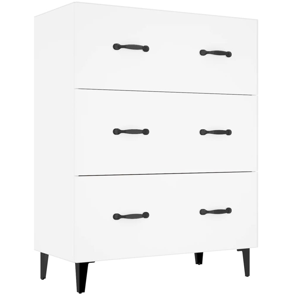 vidaXL 3 Drawer White Sideboard Image 2