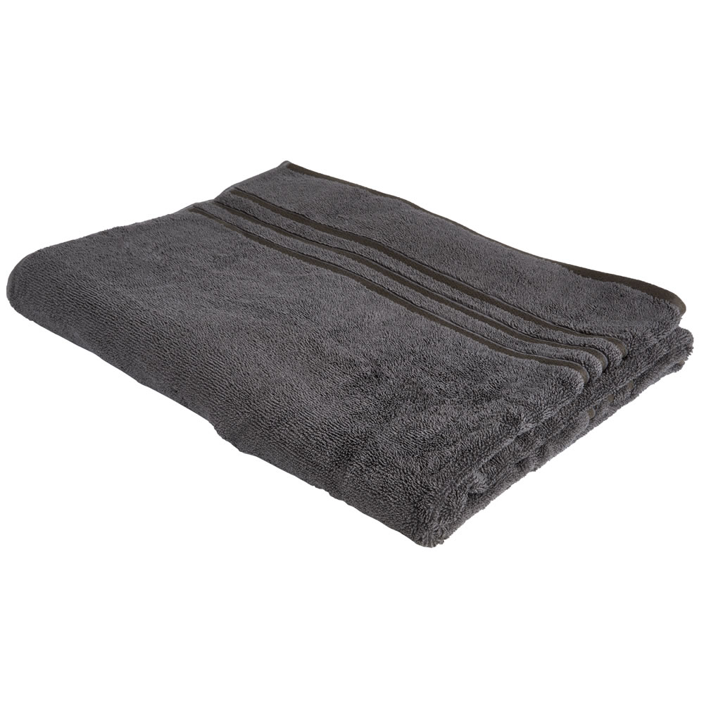 Wilko Best Charcoal Bath Sheet Image 1