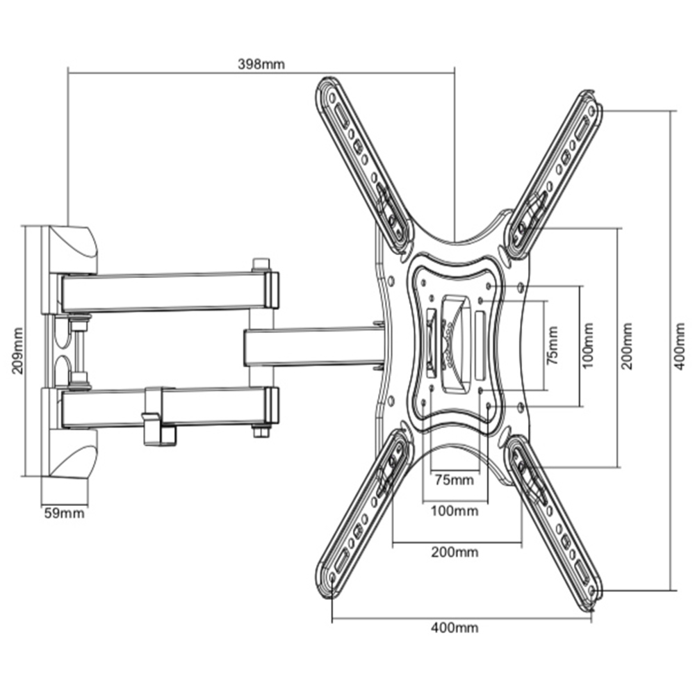 ProperAV Black 23 to 55 Inch Heavy Duty Swing Arm Tilt and Swivel TV Bracket Image 9