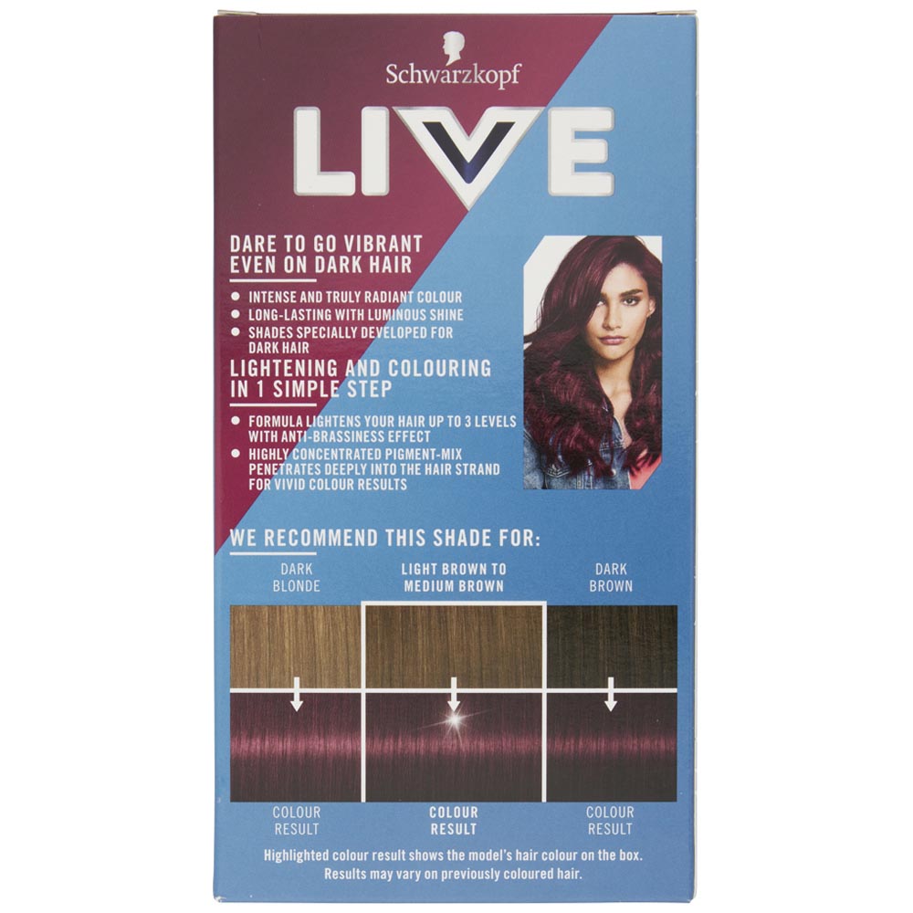 Schwarzkopf LIVE Intense Colour + Lift Ultra Violet L76 Permanent Hair Dye Image 4