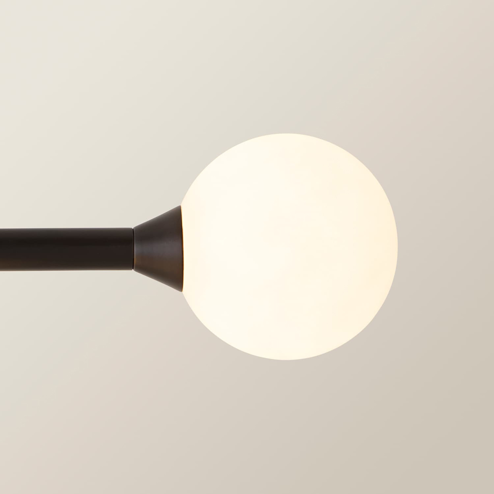 ValueLights Fallon Frosted Glass Globe Shade Black Ceiling Light Bar with Bulb Image 5