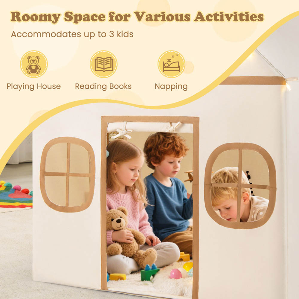 Costway Beige Indoor Kids Playhouse Tent Image 5