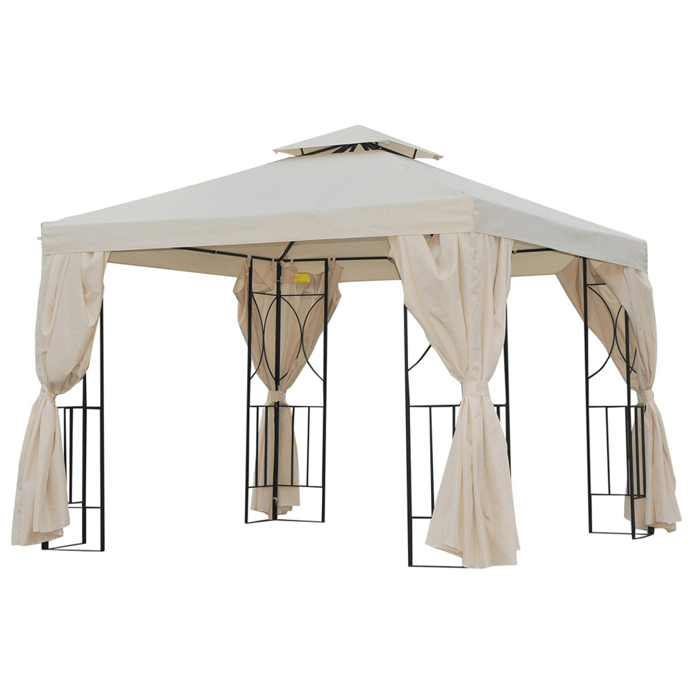 Outsunny 3 x 3m Sunshade Beige Metal Gazebo Image 2