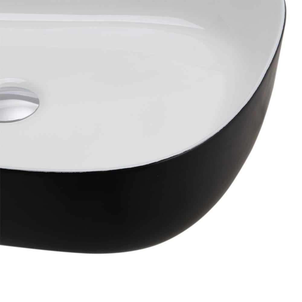 H&O Direct Black and White Irregular Ceramic Countertop Basin Image 3