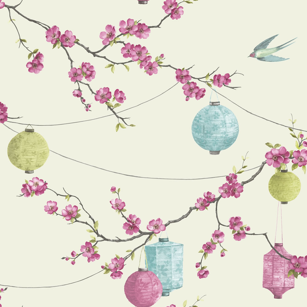 Arthouse Chinese Garden Pink Wallpaper Wilko