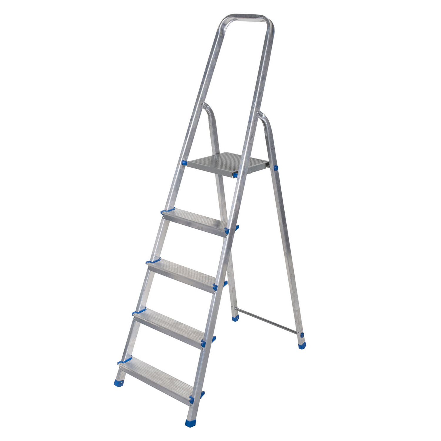 Aluminium 5 Step Single Sided Ladder with Pail Shelf Image