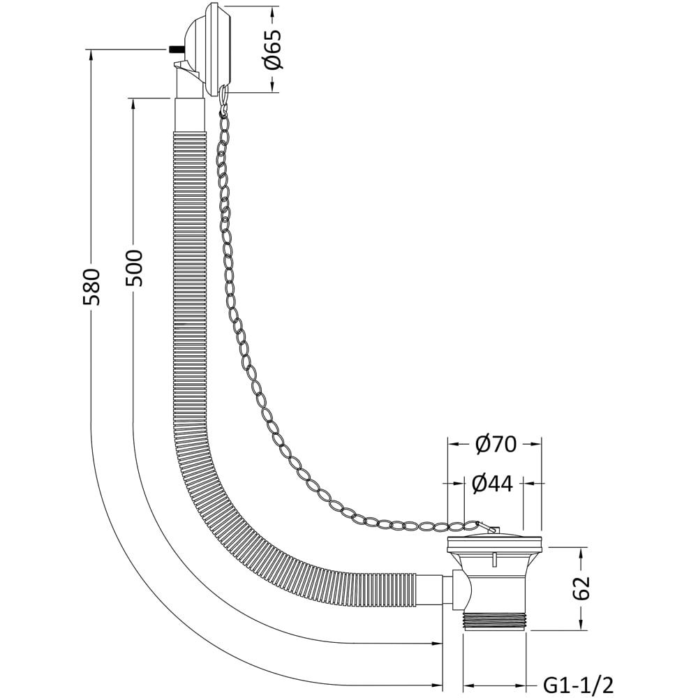 nuie Plug and Chain Bath Waste 62mm Image 2