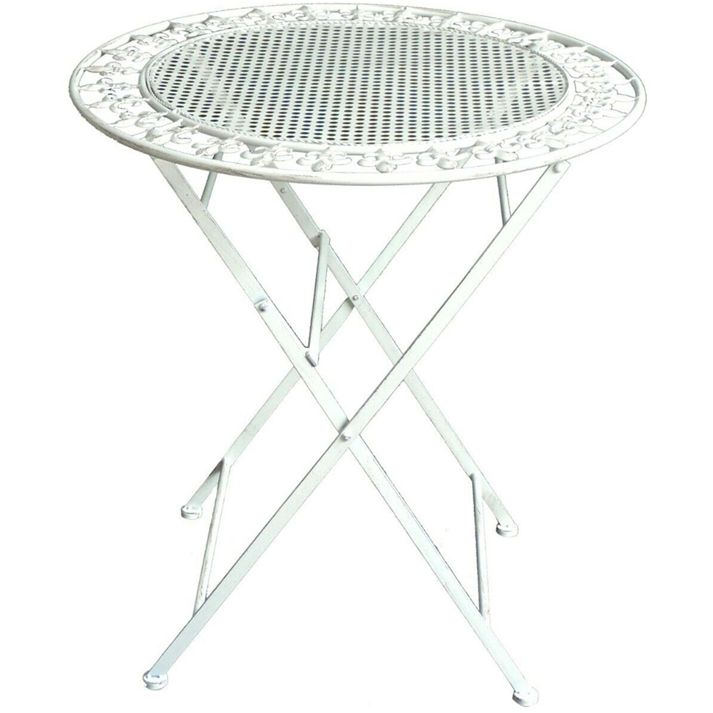 GlamHaus Paris 2 Seater Garden Bistro Set Antique White Image 3