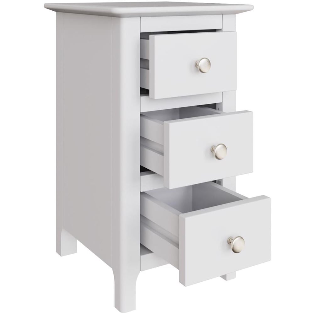 FWStyle Palma 3 Drawer White Ready Assembled Bedside Chest Image 4