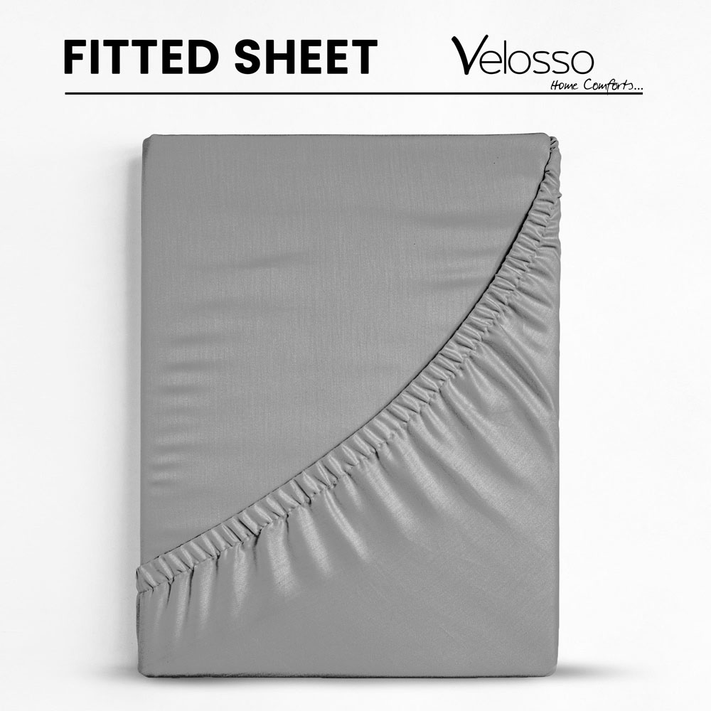 Velosso Microfibre Single Grey Fitted Sheet Image 3