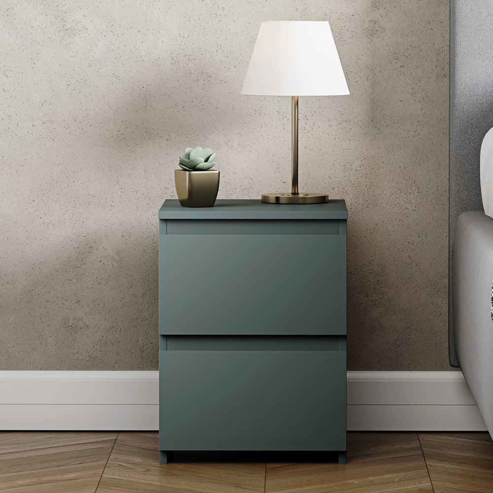 VIDA DESIGNS Denver Jasper Green 2 Drawer Bedside Table Image 3
