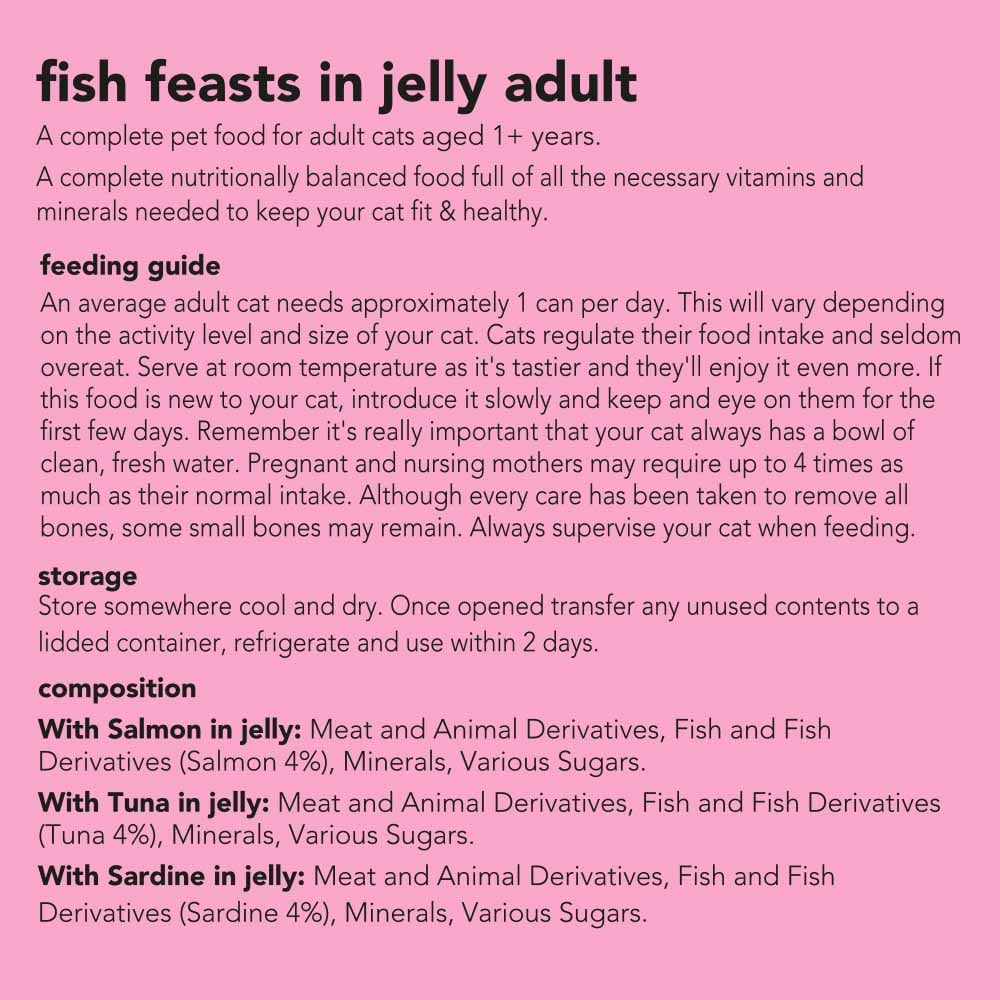 Wilko Fish Feasts in Jelly Variety Adult Cat Food 400g Case of 4 x 6 Pack Image 5