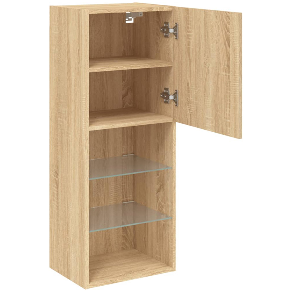vidaXL Single Door 3 Open Shelf Sonoma Oak TV Cabinet with LED Light Image 8