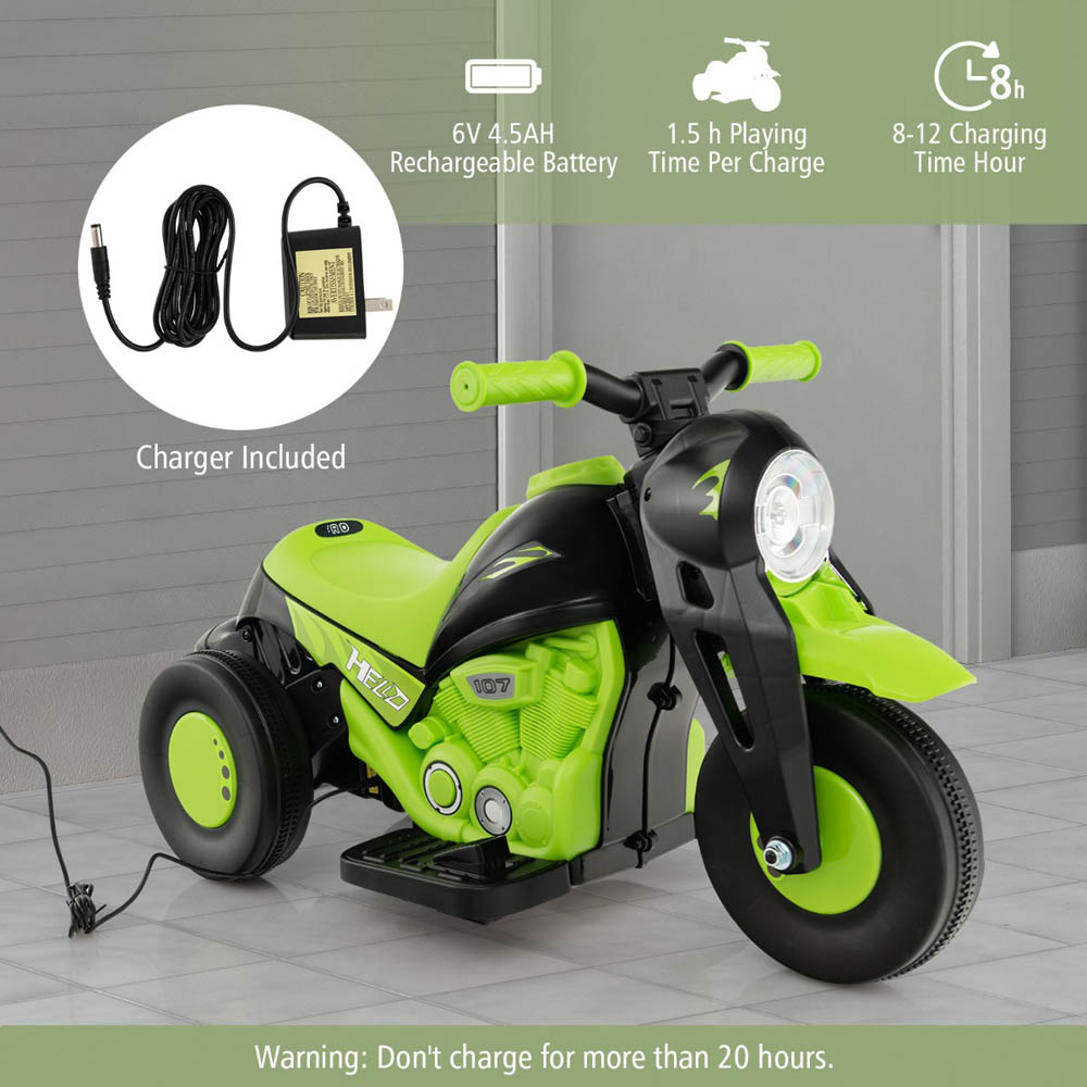 Costway Kids Green Electric Ride On Motorcycle with Bubble Maker 6V Image 5