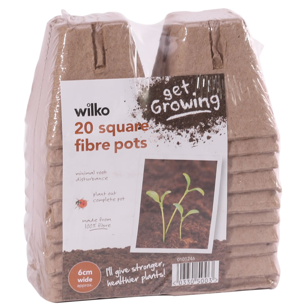 Wilko Square Fibre Plant Pot 6cm 20 Pack Image 1