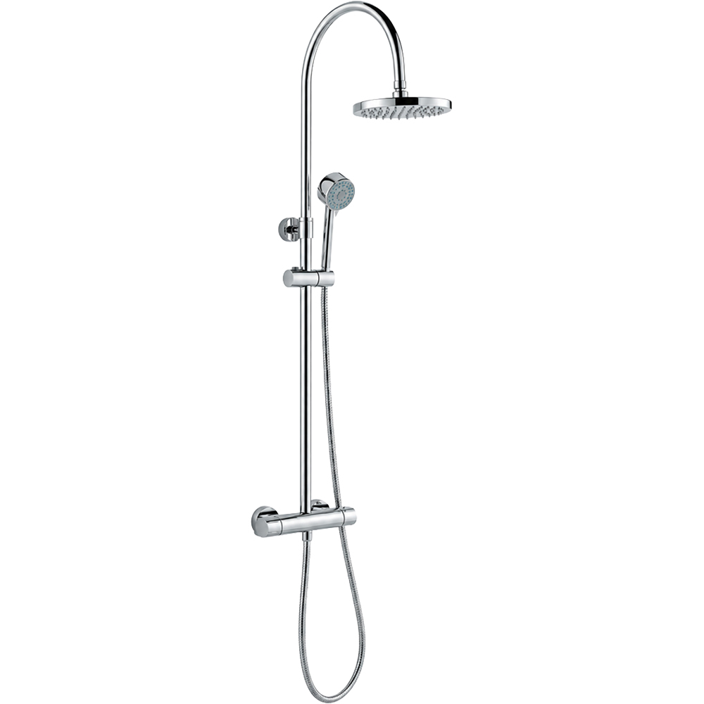 Go Bathrooms Chrome Round Thermostatic Shower Kit Image 1