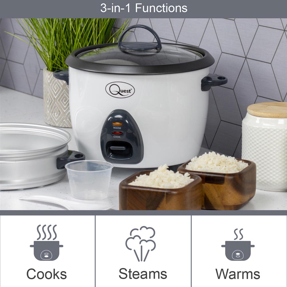 Quest 3 in 1 White 2.2L Rice Cooker and Steamer 900W Image 7