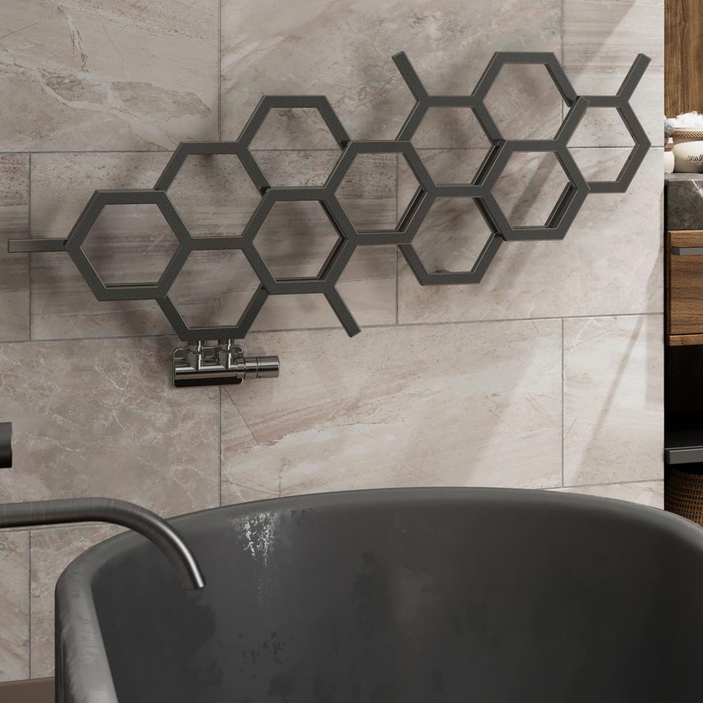 Terma Hex 1081 BTU Sparkling Grey Radiator 502 x 1126mm Image 2