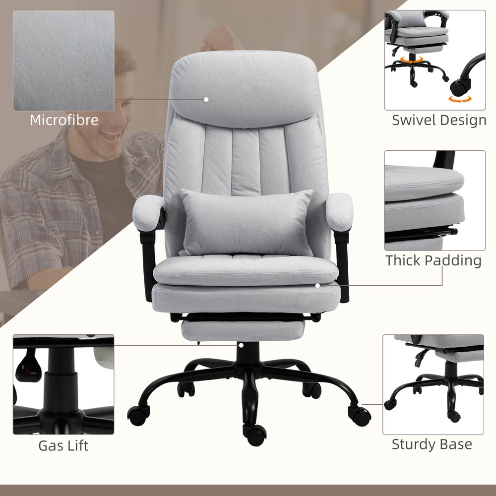 Portland Grey Microfibre Swivel Vibration Massage Office Chair Image 5