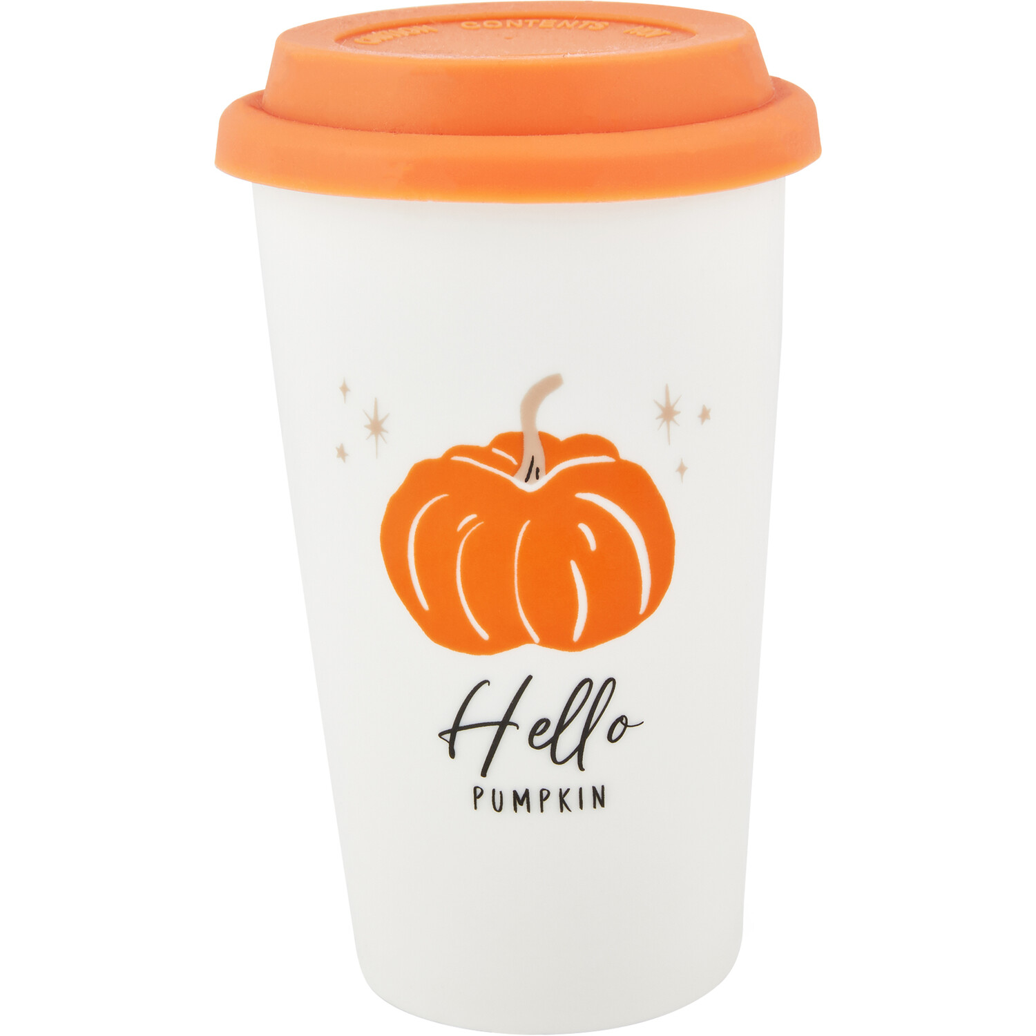 Hello Pumpkin Ceramic Travel Mug With Silicone Lid - White Image 1