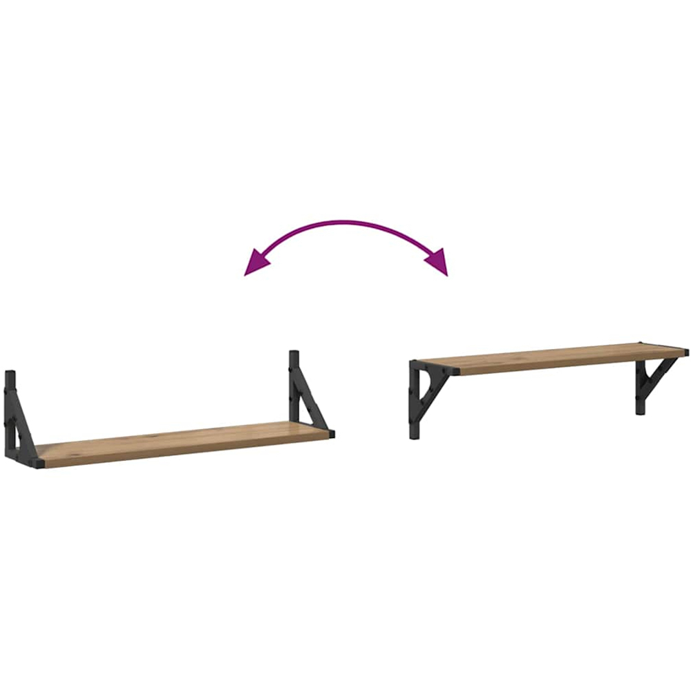vidaXL 60 x 15cm Artisan Oak Wall Shelf Set of 2 Image 9