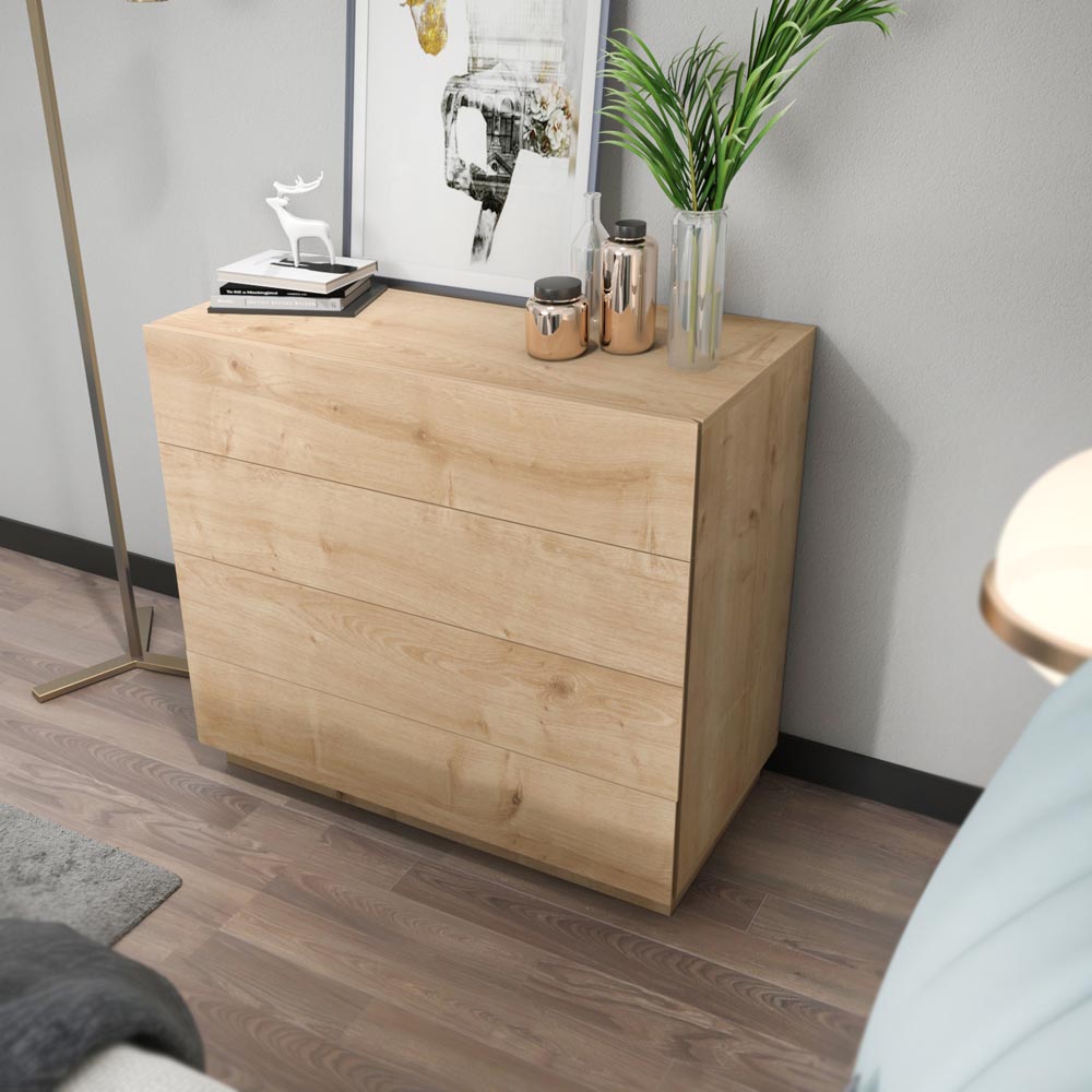 Decorotika Lines 4 Drawer Oak Chest of Drawers Image 3