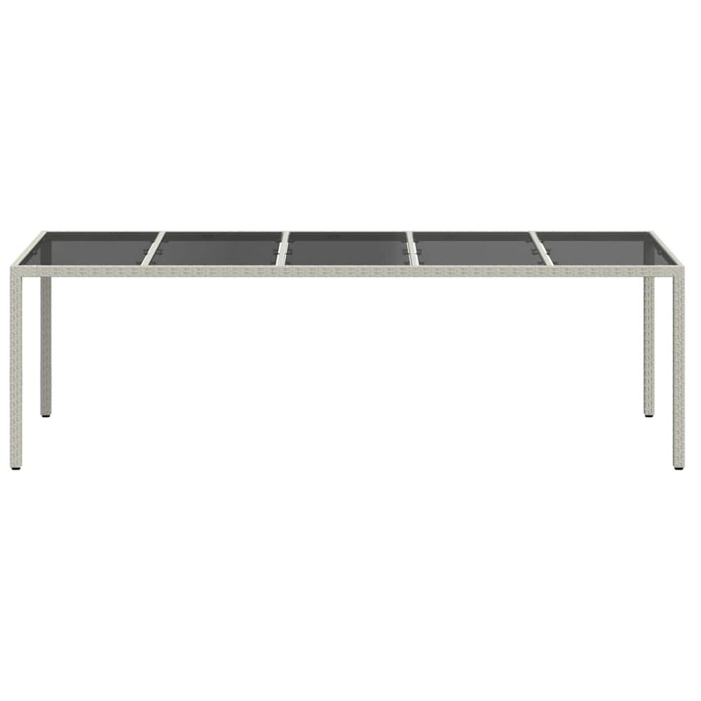 vidaXL 8 Seater White Polyrattan and Tempered Glass Garden Table Image 3
