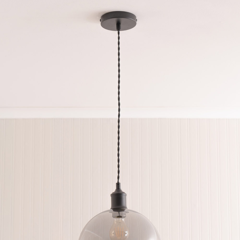 ValueLights Bellamy Single Smoked Glass Globe Matte Black LED Ceiling LED Pendant Light Image 4