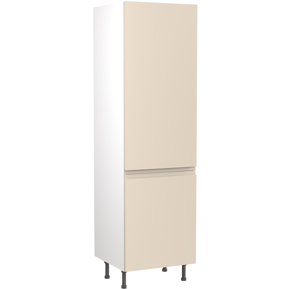 Kitchen Kit J-Pull Gloss Cashmere Fridge and Freezer Housing Flatpack 600mm Image 1
