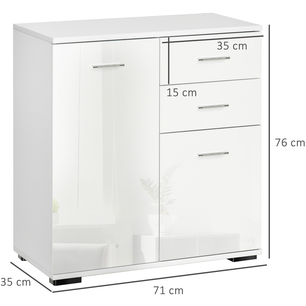 HOMCOM 2 Door 2 Drawer White High Gloss Side Cabinet Image 7