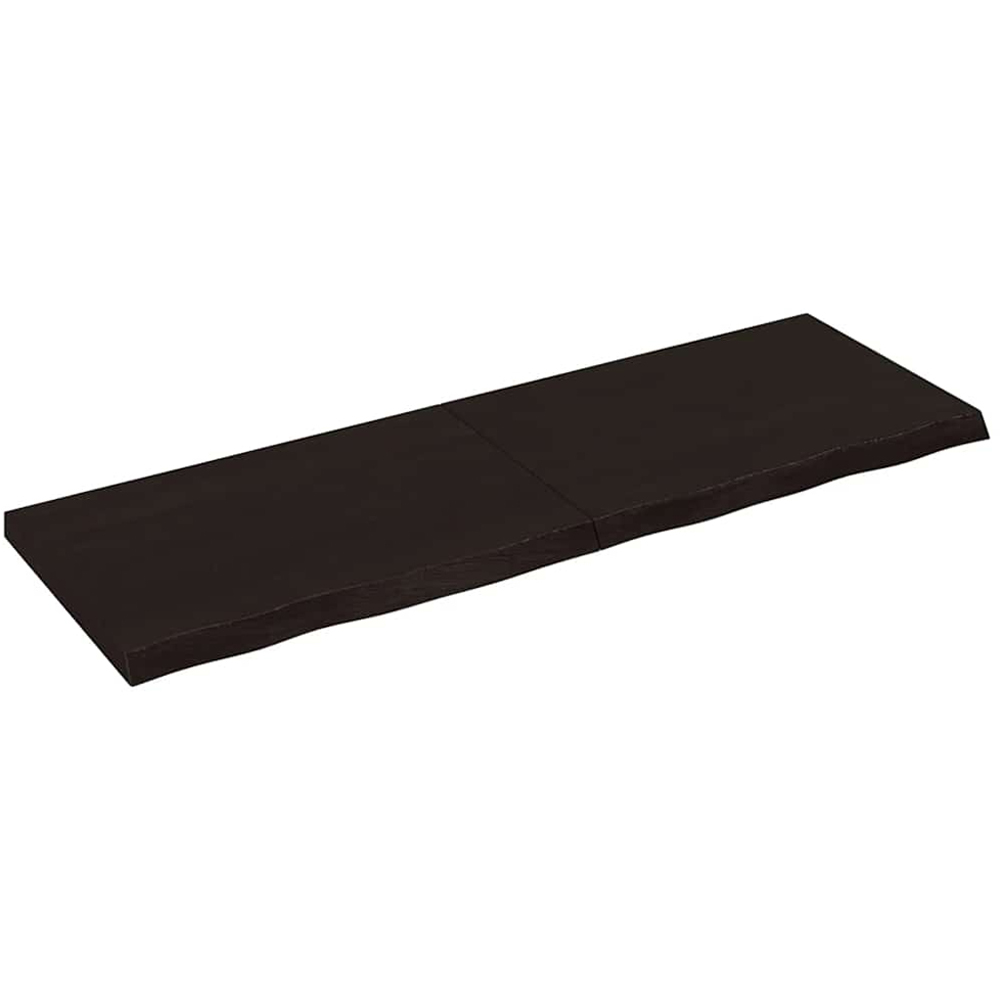 vidaXL 120cm Dark Brown Treated Solid Oak Wood Floating Wall Shelf Image 1