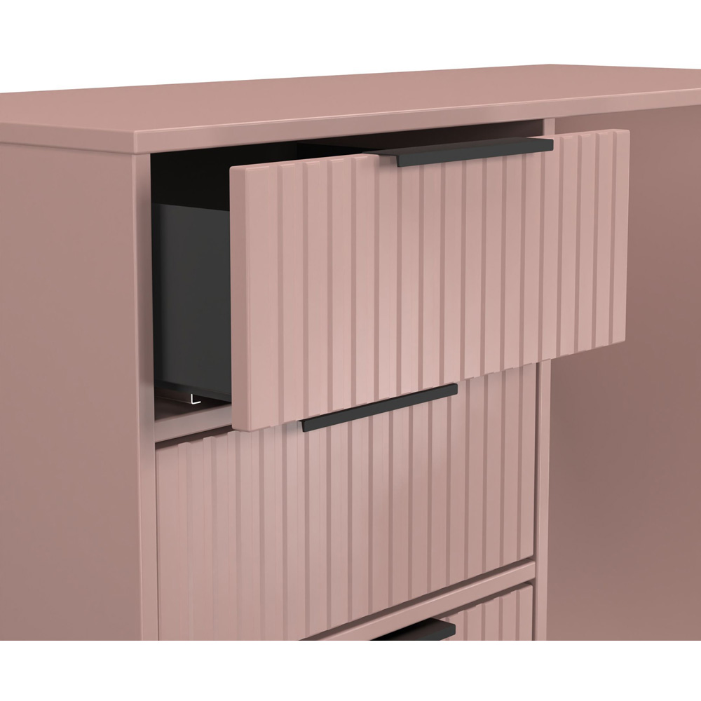 Crowndale Fluted 4 Drawer Kobe Pink Vanity Dressing Table Ready Assembled Image 6