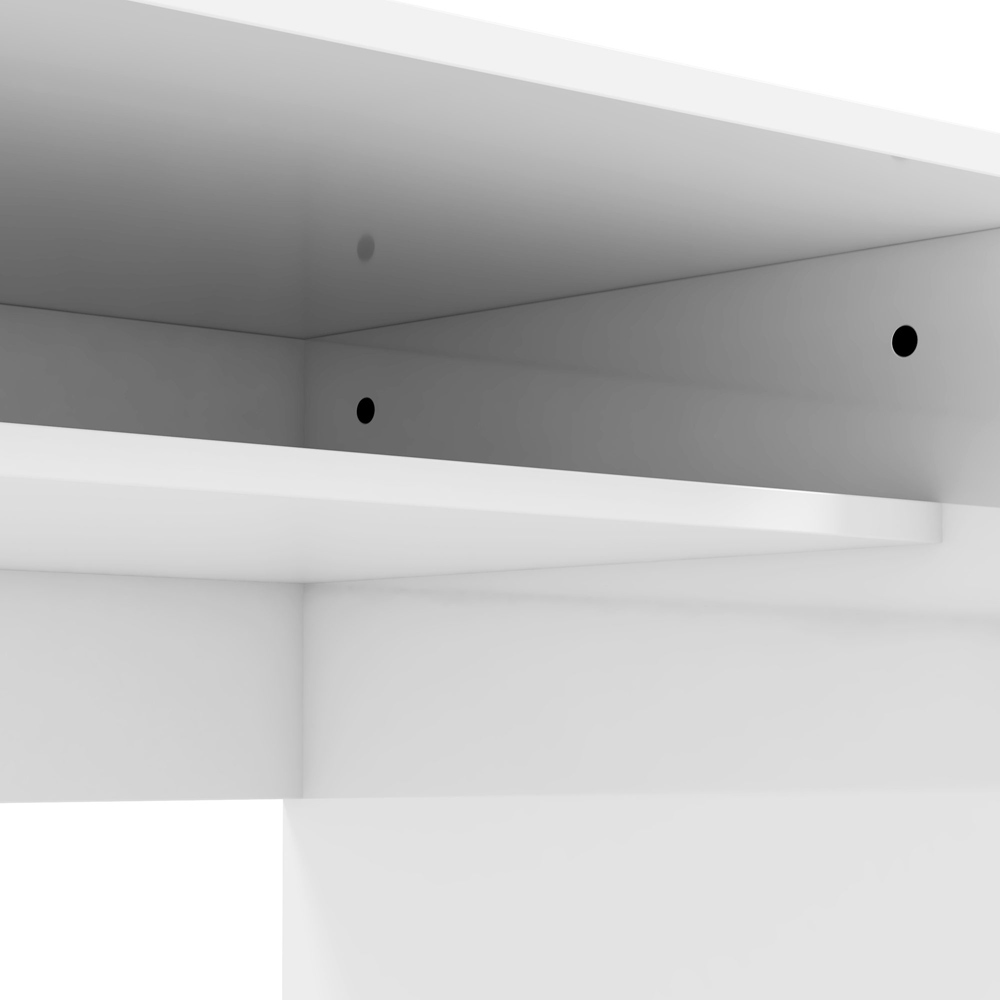 Portland High Gloss White Computer Table with Storage Shelf Image 3