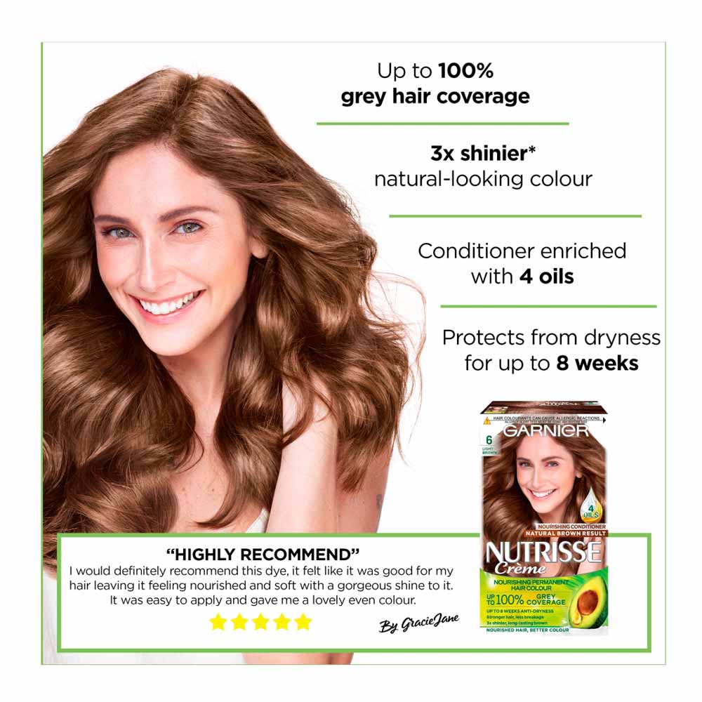 Garnier Nutrisse 6 Light Brown Permanent Hair Dye Image 2