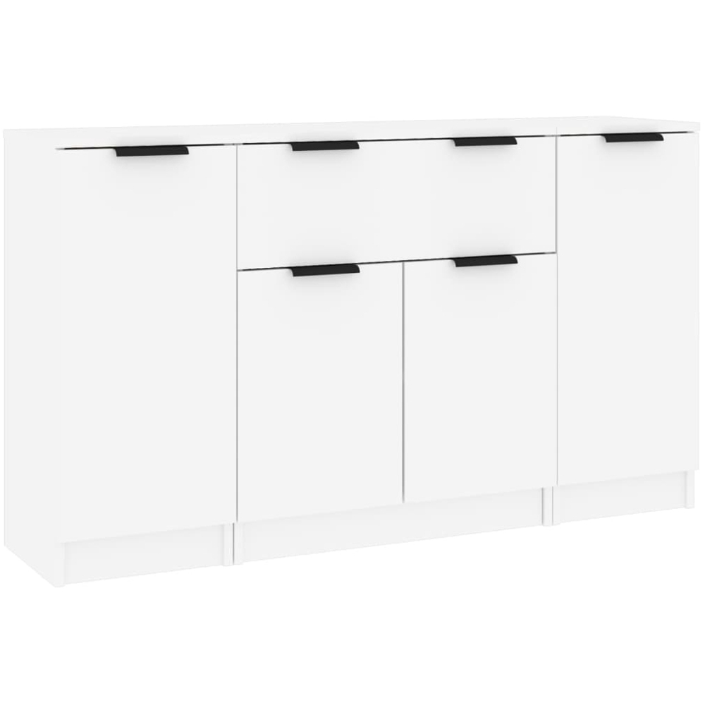 vidaXL 4 Door Single Drawer White Sideboard Image 2