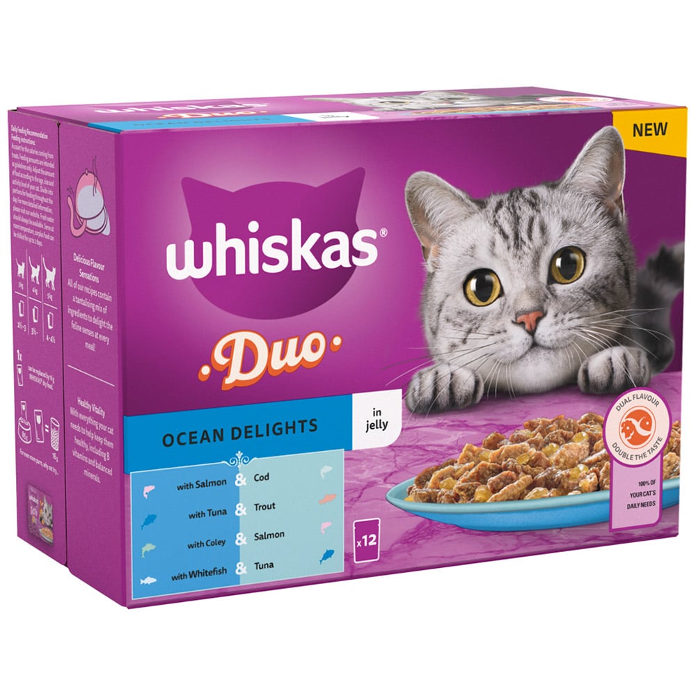 Whiskas Pouches Ocean Delight in Jelly Adult Cat Wet Food 85g Case of 4 x 12 Pack Image 3