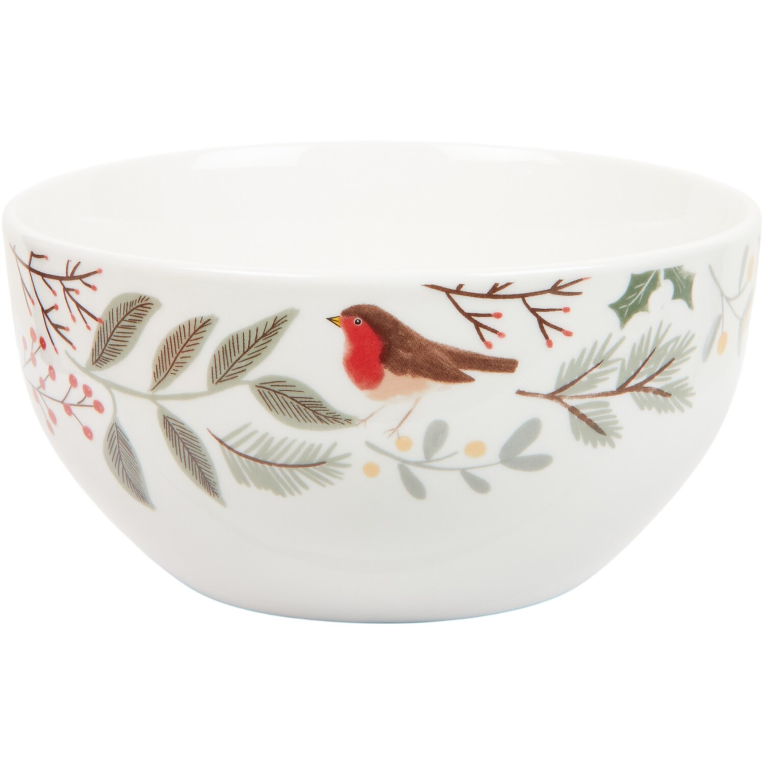 Merry Robin Rice Bowl White Image 1