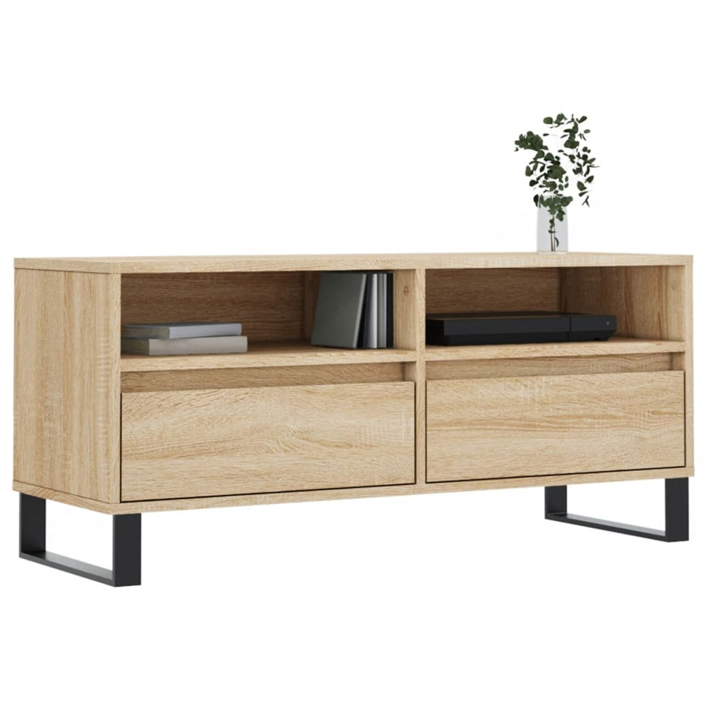 vidaXL 6 Open Shelf White TV Cabinet with Black Legs Image 3