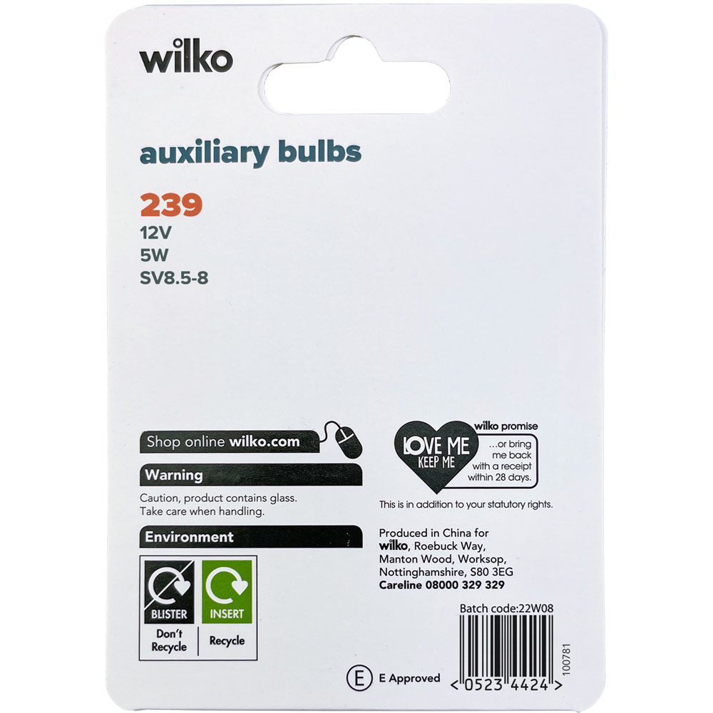 Wilko Twin Blister Auxiliary Bulbs 12V Image 4